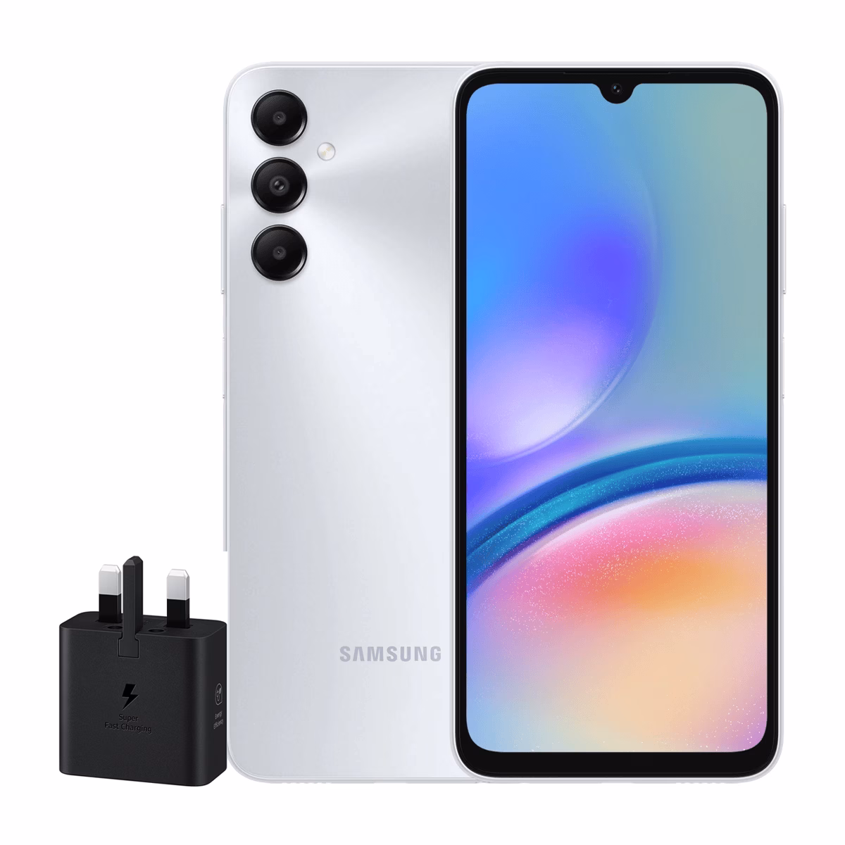 گوشی موبایل سامسونگ مدل Galaxy A05s ظرفیت 128 گیگابایت رم 6 گیگابایت – چین همراه شارژر 25 وات سامسونگ نقره ای پلازادیجیتال