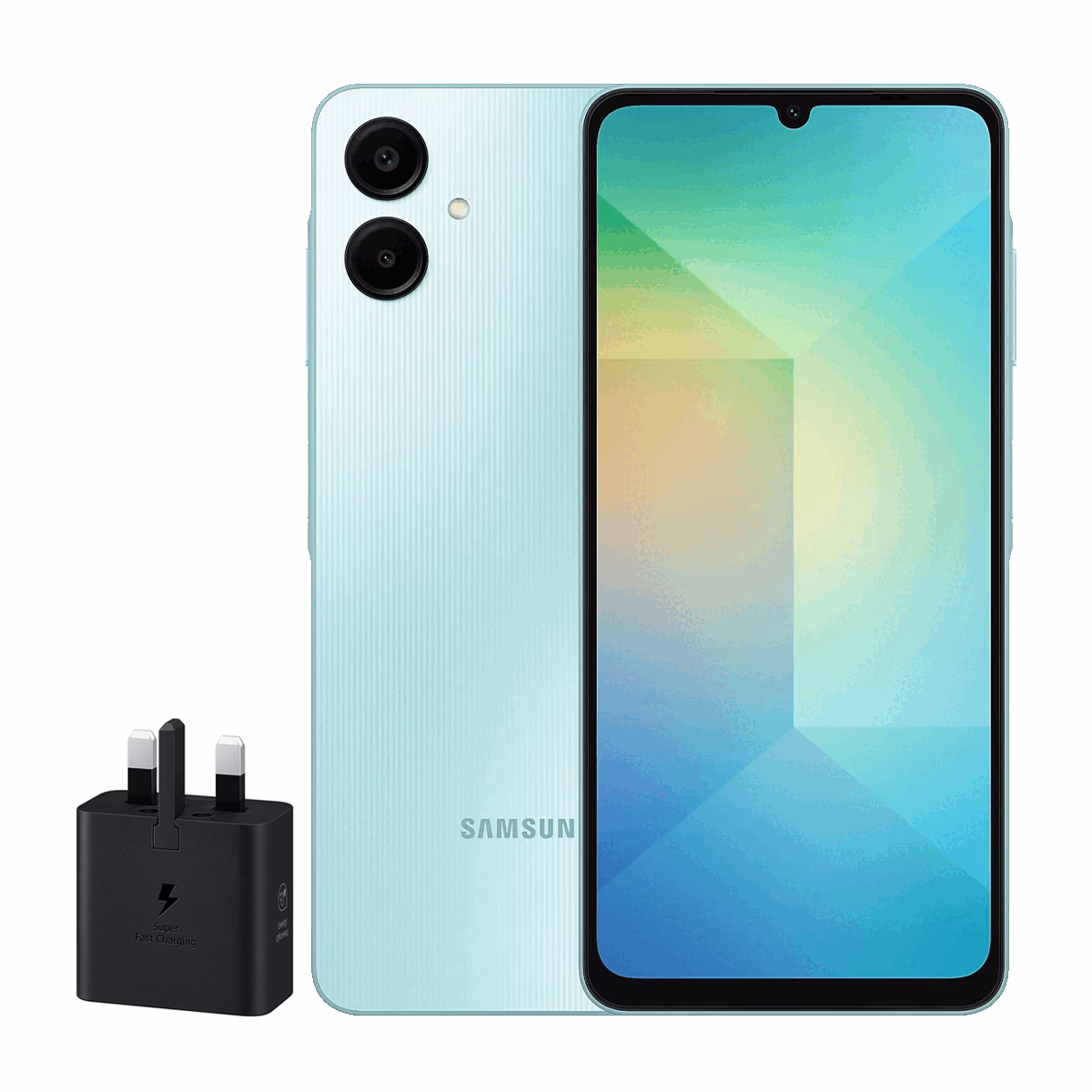 گوشی موبایل سامسونگ مدل Galaxy A06 ظرفیت 128 گیگابایت رم 6 گیگابایت – چین همراه شارژر 25 وات سامسونگ سبز پلازادیجیتال