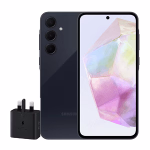 گوشی موبایل سامسونگ مدل Galaxy A35 ظرفیت 256 گیگابایت رم 8 گیگابایت – ویتنام همراه شارژر 25 وات سامسونگ سرمه ای پلازادیجیتال