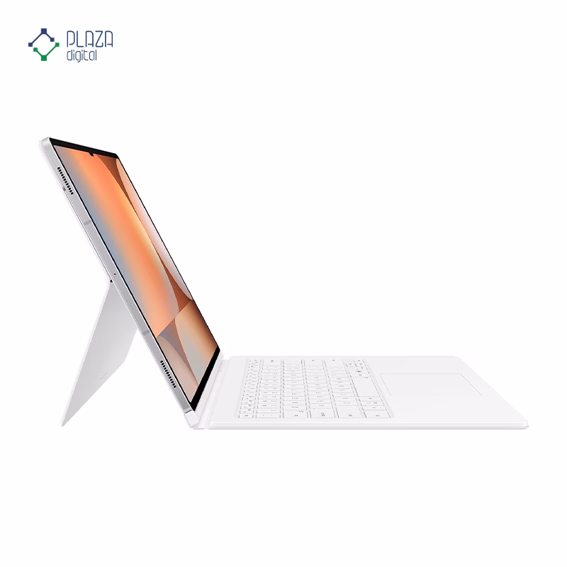 کیف کلاسوری کیبورد دار سامسونگ مدل Book Cover Keyboard مناسب برای تبلت Galaxy Tab S10 Ultra رنگ سفید پلازا دیجیتال