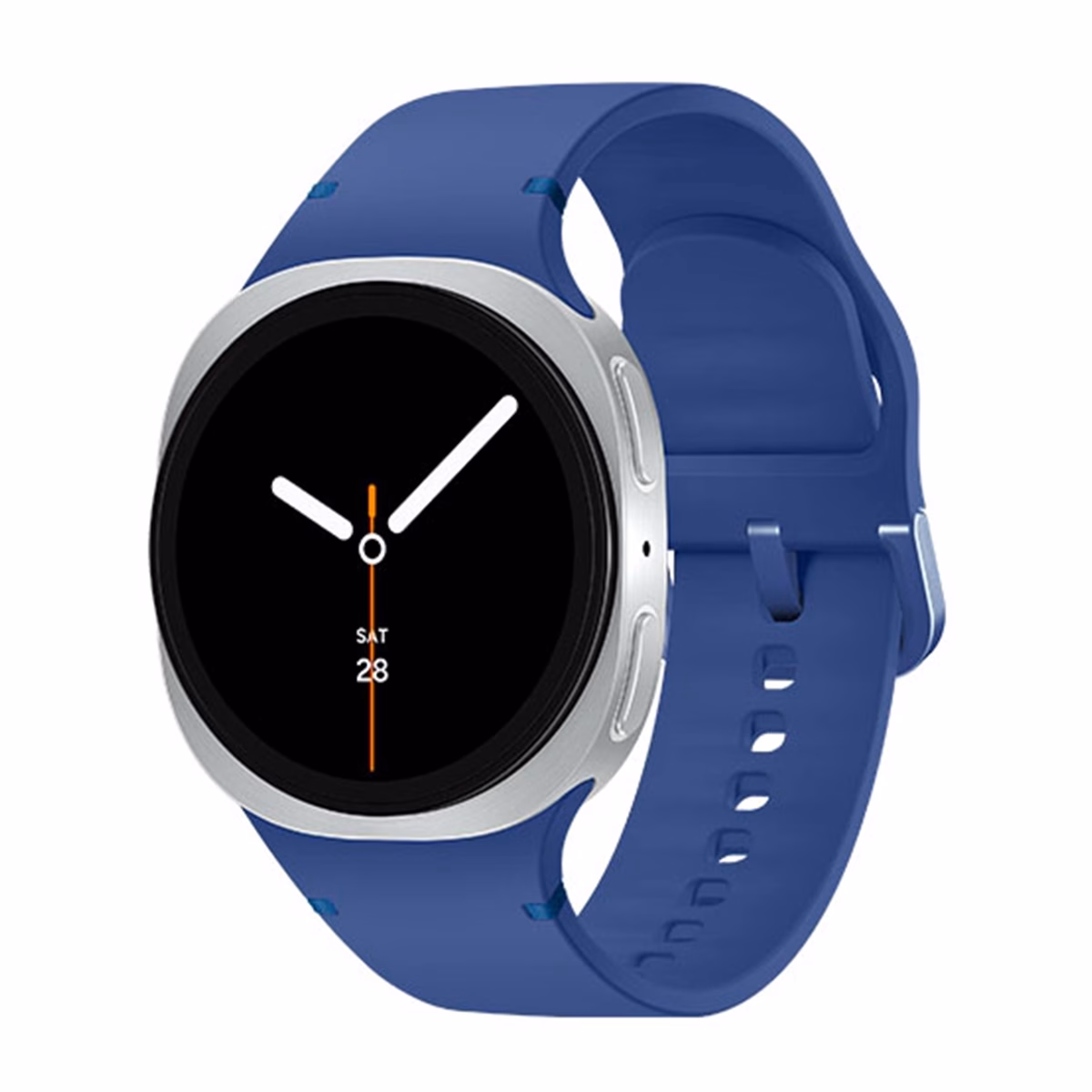 ساعت هوشمند سامسونگ مدل Galaxy Watch 8 40mm بدنه نقره ای بند آبی پلازادیجیتال