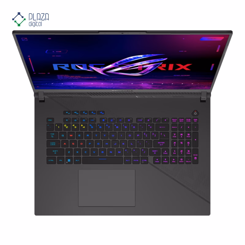 نمای کیبورد لپ تاپ ایسوس 18 اینچی مدل ROG Strix G18 G814JIR i9 14900HX 16GB 512GB RTX4070 پلازا دیجیتال