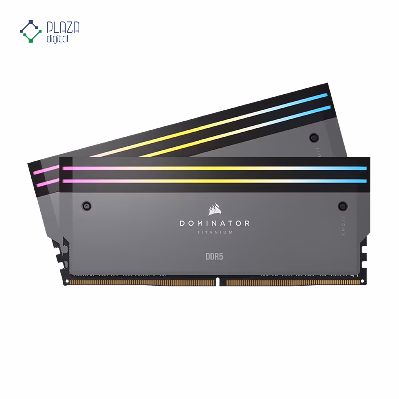 رم کامپیوتر DDR5 کورسیر مدل DOMINATOR TITANIUM RGB AMD EXPO دو کاناله 6000 مگاهرتز CL30 ظرفیت 32 گیگابایت پلازا دیجیتال