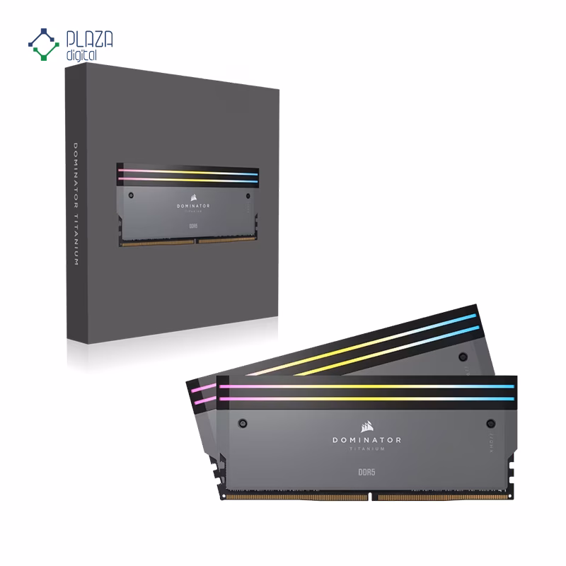 رم کامپیوتر DDR5 کورسیر مدل DOMINATOR TITANIUM RGB AMD EXPO دو کاناله 6000 مگاهرتز CL30 ظرفیت 32 گیگابایت پلازا دیجیتال