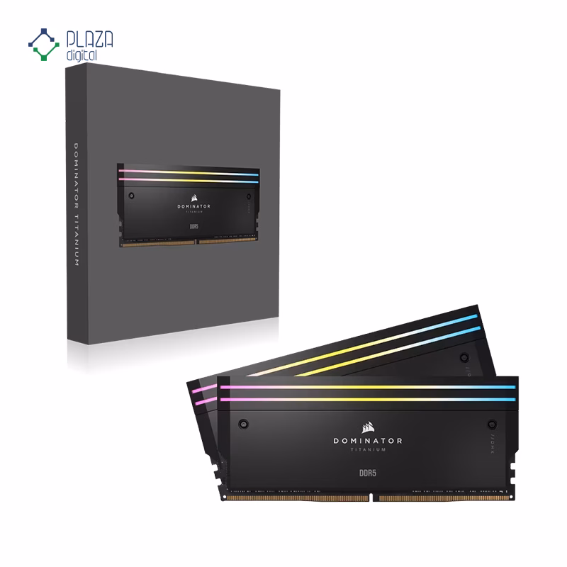 جعبه رم کامپیوتر DDR5 کورسیر مدل DOMINATOR TITANIUM RGB دو کاناله 8000 مگاهرتز CL38 ظرفیت 48 گیگابایت پلازا دیجیتال