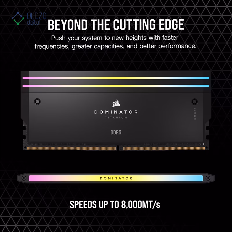 رم کامپیوتر DDR5 کورسیر مدل DOMINATOR TITANIUM RGB دو کاناله 8000 مگاهرتز CL38 ظرفیت 48 گیگابایت پلازا دیجیتال