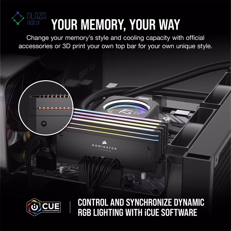 رم کامپیوتر DDR5 کورسیر مدل DOMINATOR TITANIUM RGB دو کاناله 7000 مگاهرتز CL40 ظرفیت 96 گیگابایت پلازا دیجیتال