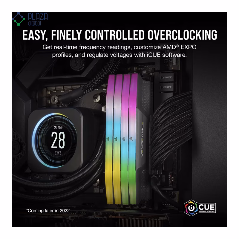 رم کامپیوتر DDR5 کورسیر مدل VENGEANCE RGB AMD EXPO دو کاناله 5200 مگاهرتز CL40 ظرفیت 64 گیگابایت پلازا دیجیتال