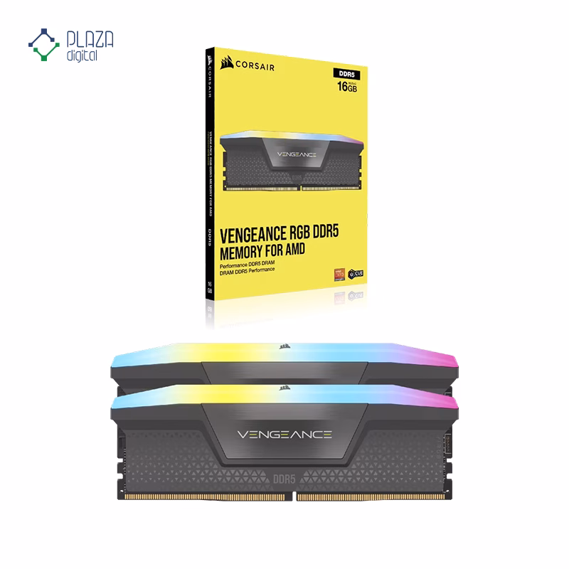 رم کامپیوتر DDR5 کورسیر مدل VENGEANCE RGB AMD EXPO دو کاناله 5200 مگاهرتز CL40 ظرفیت 16 گیگابایت پلازا دیجیتال