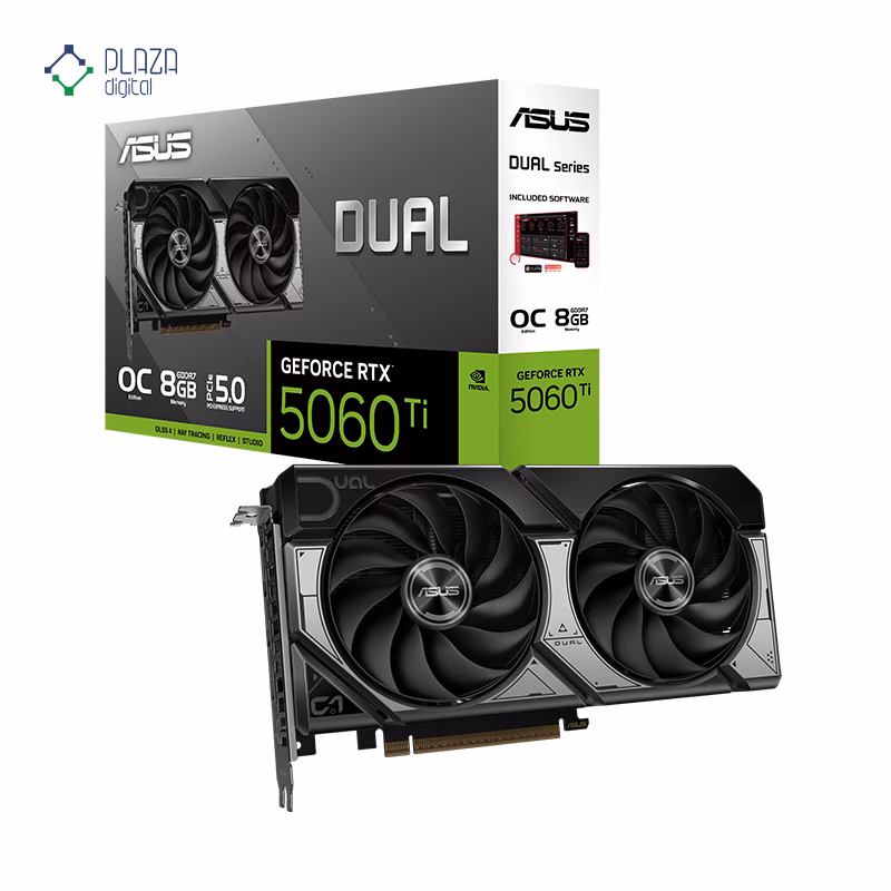 جعبه کارت گرافیک ایسوس مدل Dual GeForce RTX 5060 Ti 8GB GDDR7 OC Edition حافظه 8 گیگابایت پلازا دیجیتال