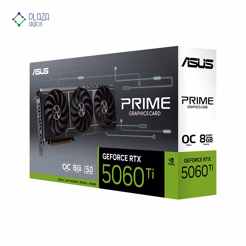 جعبه کارت گرافیک ایسوس مدل PRIME GeForce RTX 5060 Ti 8GB GDDR7 OC Edition حافظه 8 گیگابایت پلازا دیجیتال