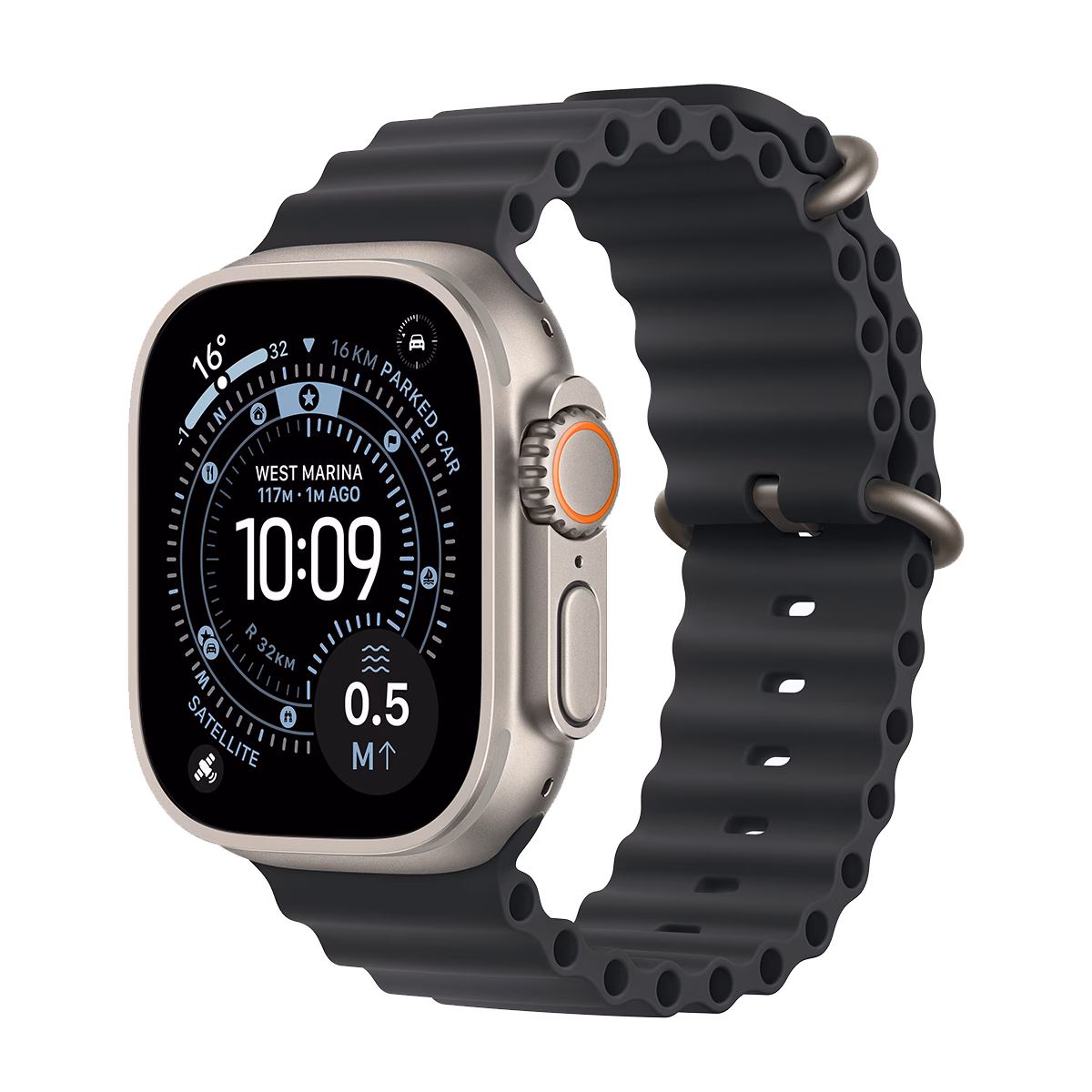 ساعت هوشمند اپل مدل Ultra 3 Ocean Band 49mm بدنه تیتانیوم بند مشکی پلازادیجیتال