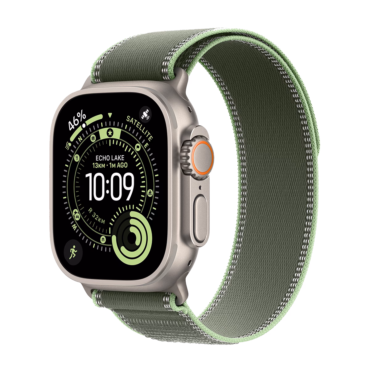 ساعت هوشمند اپل مدل Ultra 3 Trail Loop 49mm بدنه تیتانیوم بند سبز پلازادیجیتال