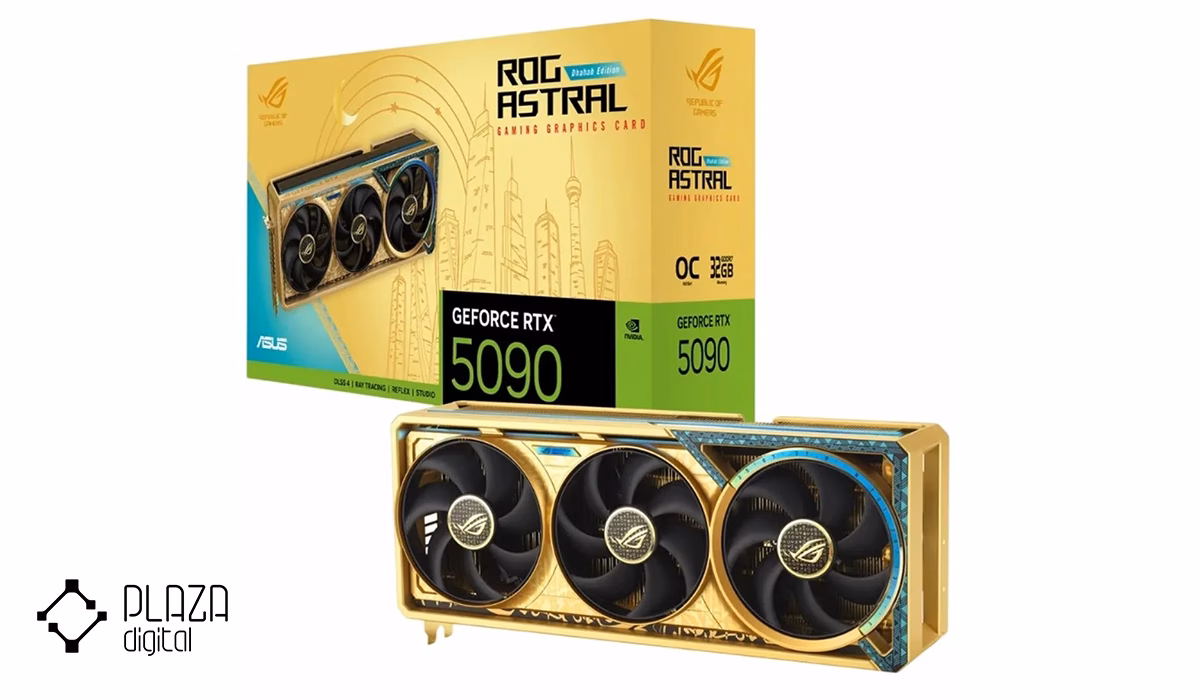 بهترین کارت گرافیک های کامپیوتر PC از اقتصادی تا بالارده 48 کارت گرافیک ایسوس مدل ROG Astral GeForce RTX 5090 Dhahab OC Edition حافظه 32 گیگابایت