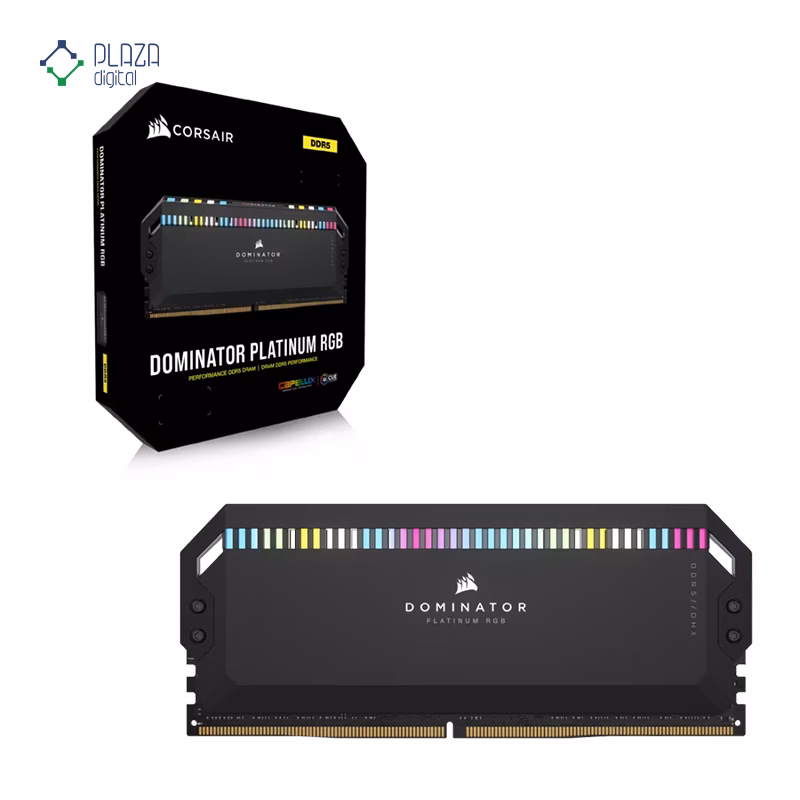 رم کامپیوتر DDR5 کورسیر مدل DOMINATOR PLATINUM RGB دو کاناله 6000 مگاهرتز CL40 ظرفیت 32 گیگابایت پلازا دیجیتال