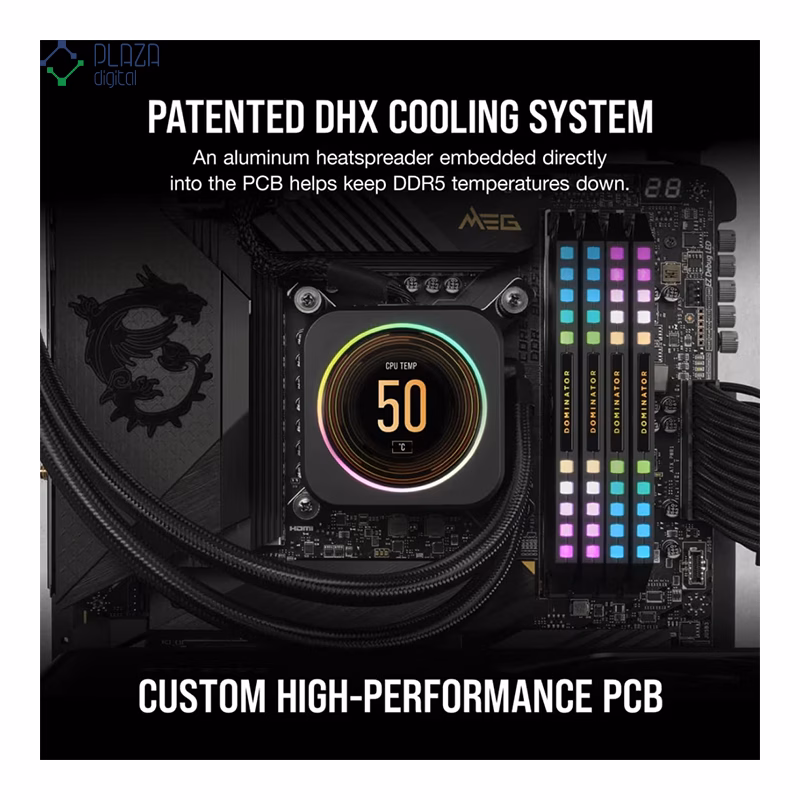 رم کامپیوتر DDR5 کورسیر مدل DOMINATOR PLATINUM RGB دو کاناله 6000 مگاهرتز CL40 ظرفیت 32 گیگابایت پلازا دیجیتال