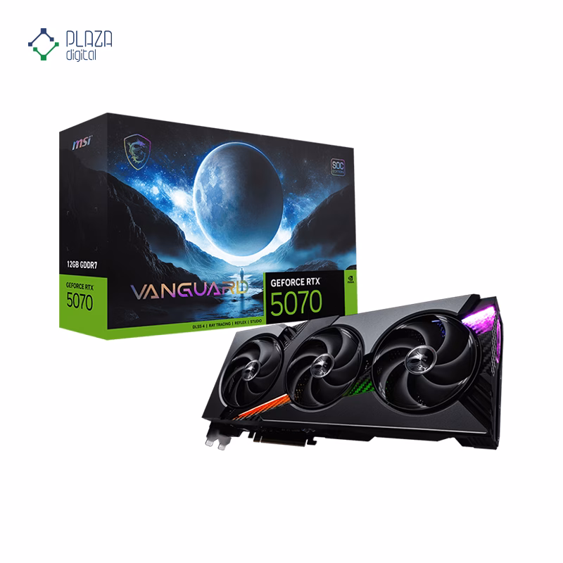 جعبه کارت گرافیک ام اس آی مدل GeForce RTX 5070 12G VANGUARD SOC حافظه 12 گیگابایت پلازا دیجیتال