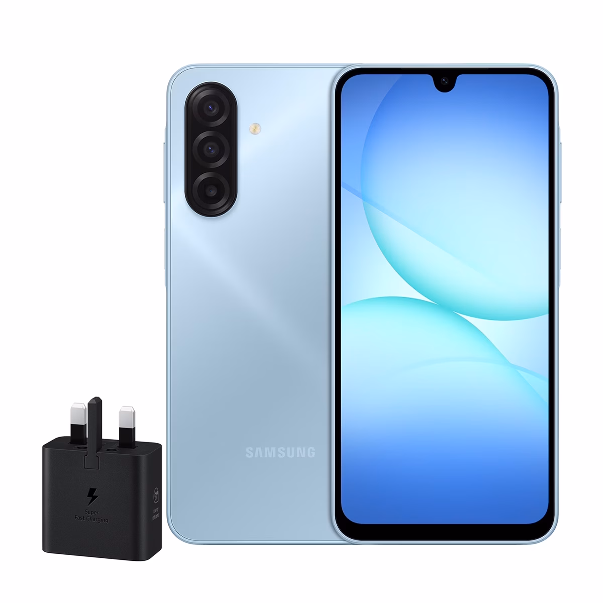 گوشی موبایل سامسونگ مدل Galaxy A17 4G ظرفیت 128 گیگابایت رم 4 گیگابایت - همراه شارژر 25 وات سامسونگ رنگ آبی پلازا دیجیتال