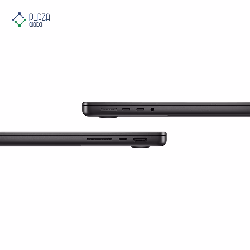 درگاه های لپ تاپ اپل 14 اینچی مدل مک بوک پرو MDE04 2025 M5 16GB 512GB رنگ مشکی پلازا دیجیتال