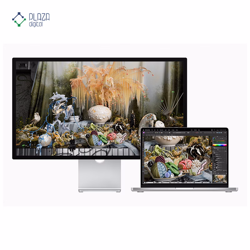 نمای جلو مانیتور 27 اینچی اپل مدل Studio Display Standard Glass Tilt-Adjustable Stand MYJG3 پلازا دیجیتال