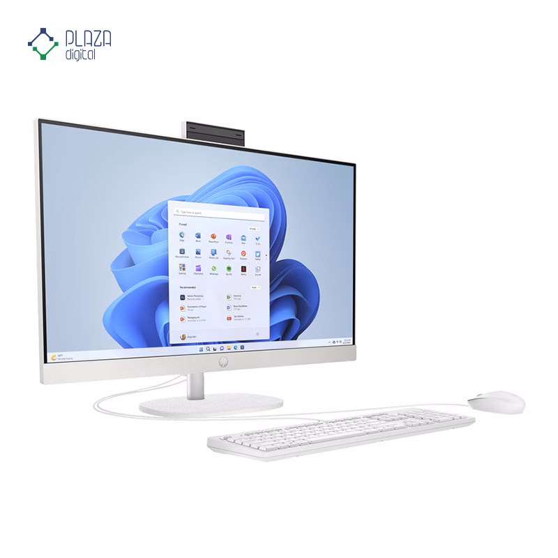 نمای چپ کامپیوتر All in One اچ پی 23.8 اینچی مدل CR0323nh i5 1334U 16GB 1TB سفید پلازا دیجیتال
