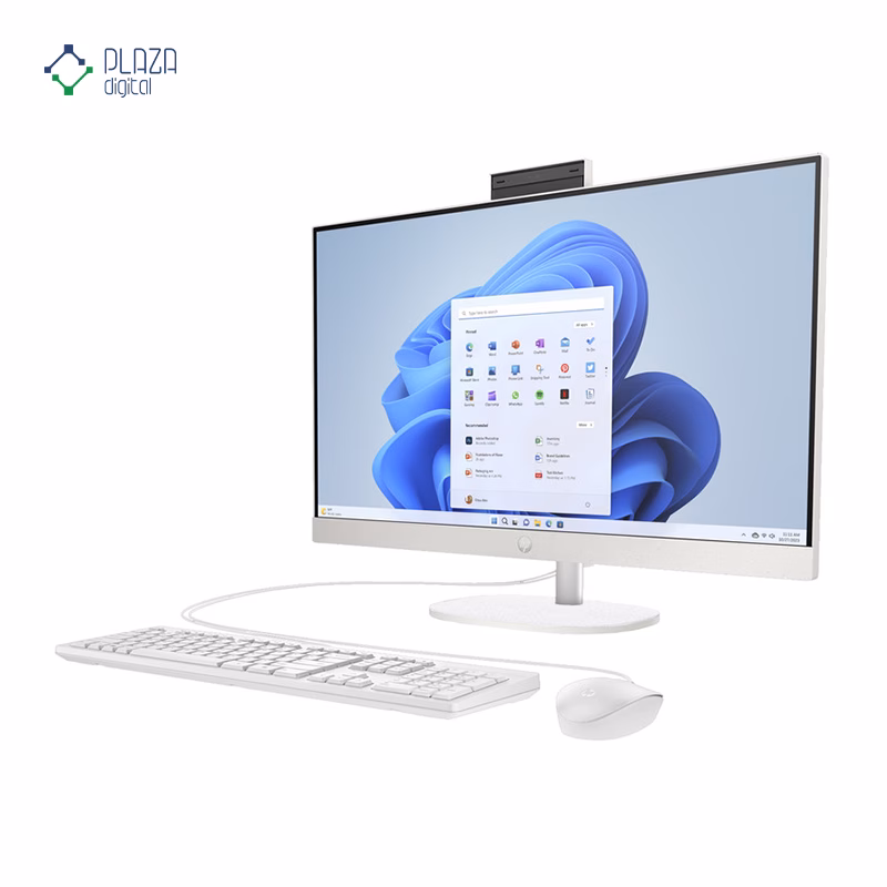نمای راست کامپیوتر All in One اچ پی 23.8 اینچی مدل CR0323nh i5 1334U 16GB 1TB سفید پلازا دیجیتال