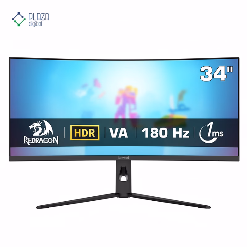 نمای جلو مانیتور گیمینگ 34 اینچی ردراگون مدل GMQ3418RVC پلازا دیجیتال