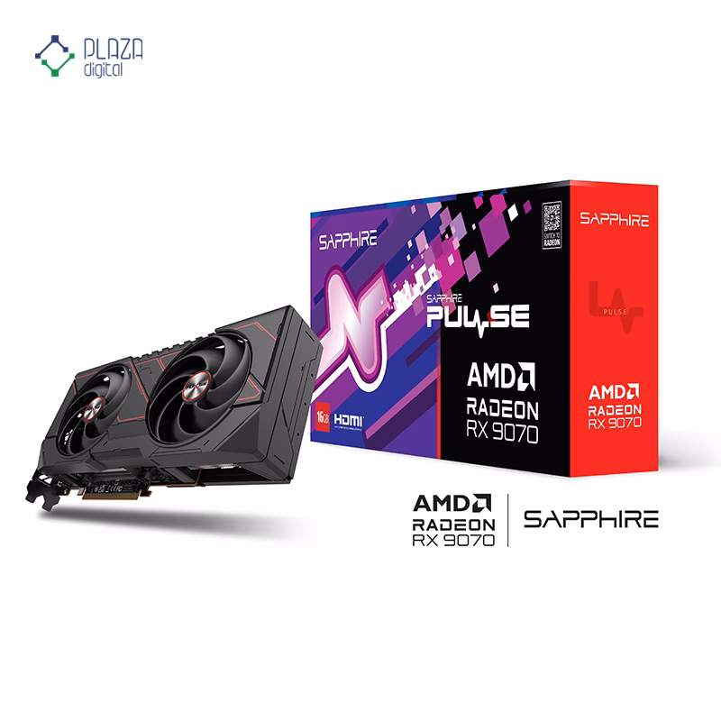 جعبه کارت گرافیک سافایر مدل PULSE AMD Radeon RX 9070 حافظه 16 گیگابایت پلازا دیجیتال