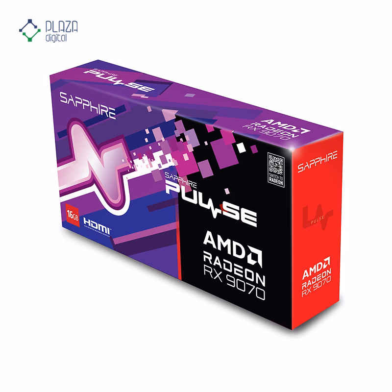 جعبه کارت گرافیک سافایر مدل PULSE AMD Radeon RX 9070 حافظه 16 گیگابایت پلازا دیجیتال