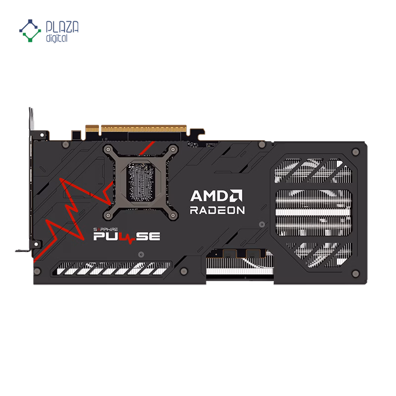 نمای پشت کارت گرافیک سافایر مدل PULSE AMD Radeon RX 9070 حافظه 16 گیگابایت پلازا دیجیتال