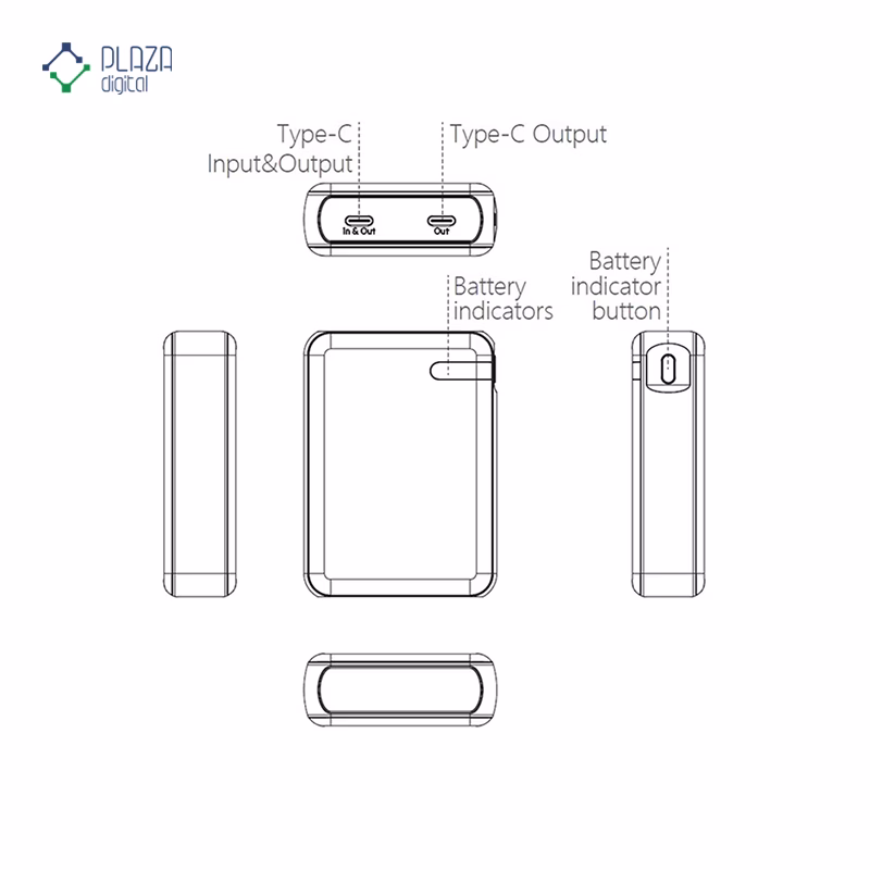 مشخصات پاوربانک تراست مدل P222D ظرفیت 10000 میلی ‌آمپر ساعت پلازا دیجیتال