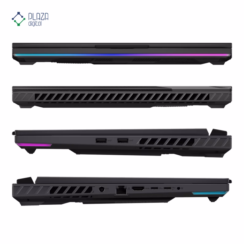 نمای درگاه های لپ تاپ گیمینگ ایسوس 16 اینچی مدل ROG Strix G16 G614FH R9 9955HX 32GB 2TB RTX5050 پلازا دیجیتال