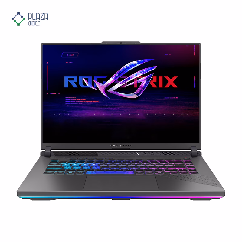 نمای جلو لپ تاپ گیمینگ ایسوس 16 اینچی مدل ROG Strix G16 G614FH R9 9955HX 64GB 2TB RTX5050 پلازا دیجیتال