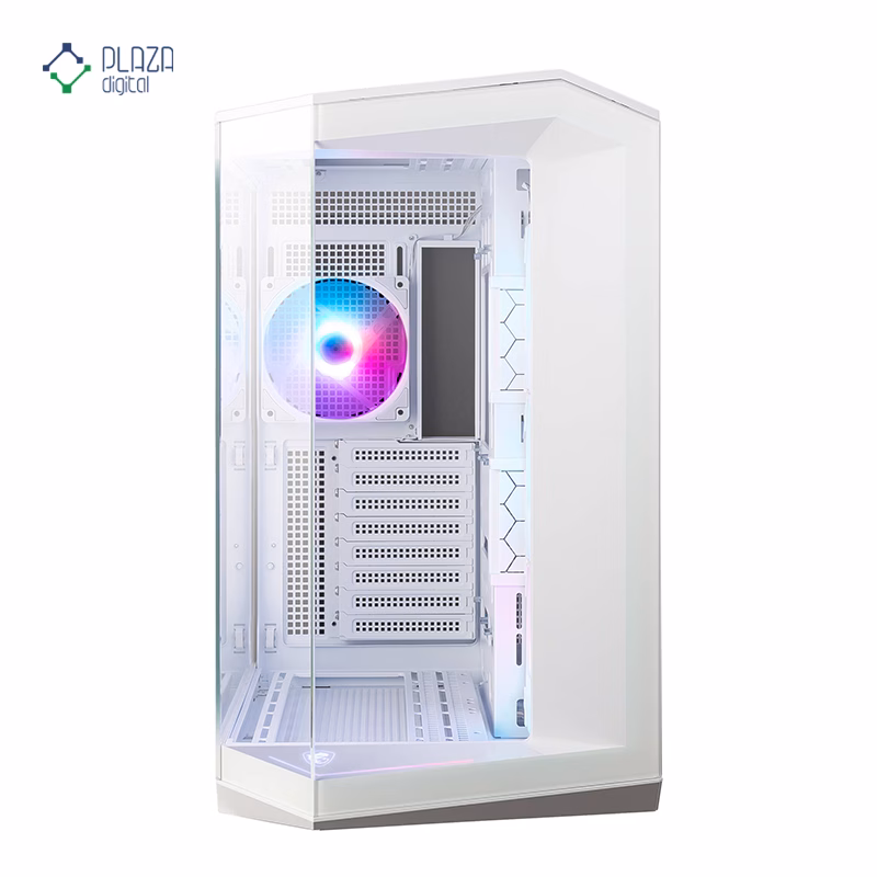 نمای جلو کیس کامپیوتر گیمینگ ام اس آی مدل MAG PANO 100R PZ سفید پلازا دیجیتال
