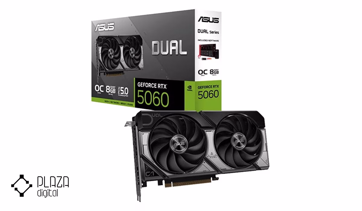 بهترین کارت گرافیک بالای 50 میلیون تومان 15 کارت گرافیک ایسوس مدل Dual GeForce RTX 5060 8GB GDDR7 OC Edition حافظه 8 گیگابایت