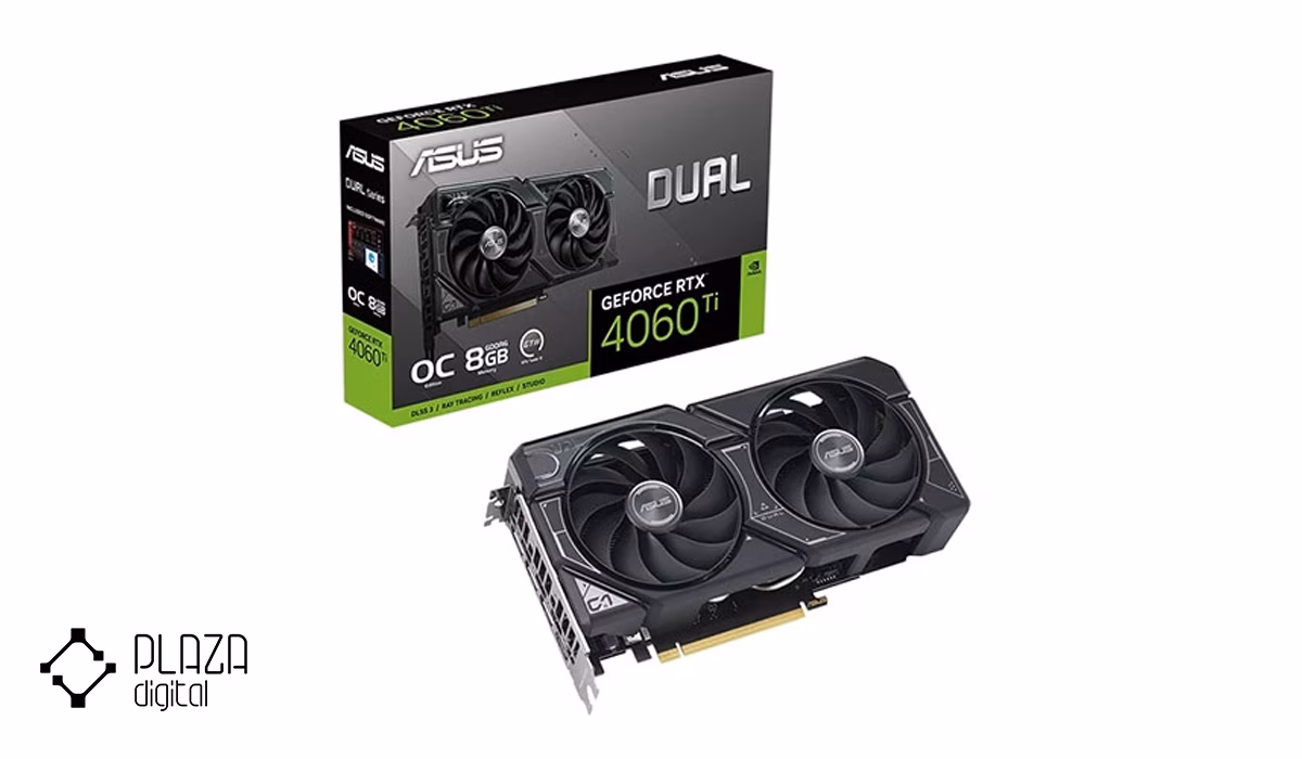 بهترین کارت گرافیک بالای 50 میلیون تومان 13 کارت گرافیک ایسوس مدل Dual RTX 4060 Ti O8G GDDR6 حافظه 8 گیگابایت