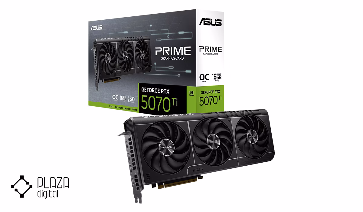 بهترین کارت گرافیک های کامپیوتر PC از اقتصادی تا بالارده 42 کارت گرافیک ایسوس مدل PRIME GeForce RTX 5070 Ti 16GB GDDR7 OC Edition حافظه 16 گیگابایت
