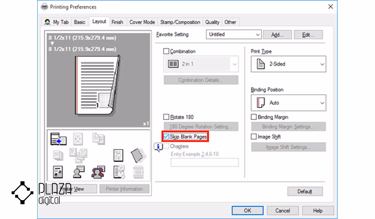 رفع مشکل سفید پرینت گرفتن پرینتر 22 فعال کردن گزینه Skip Blank Pages