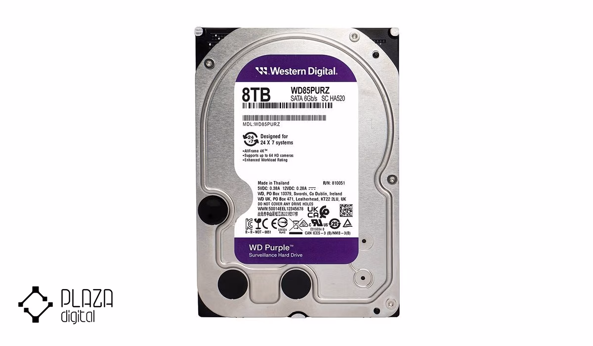 بهترین هارد های hdd بازار 15 هارددیسک اینترنال وسترن دیجیتال مدل Purple Buffer ظرفیت 8 ترابایت
